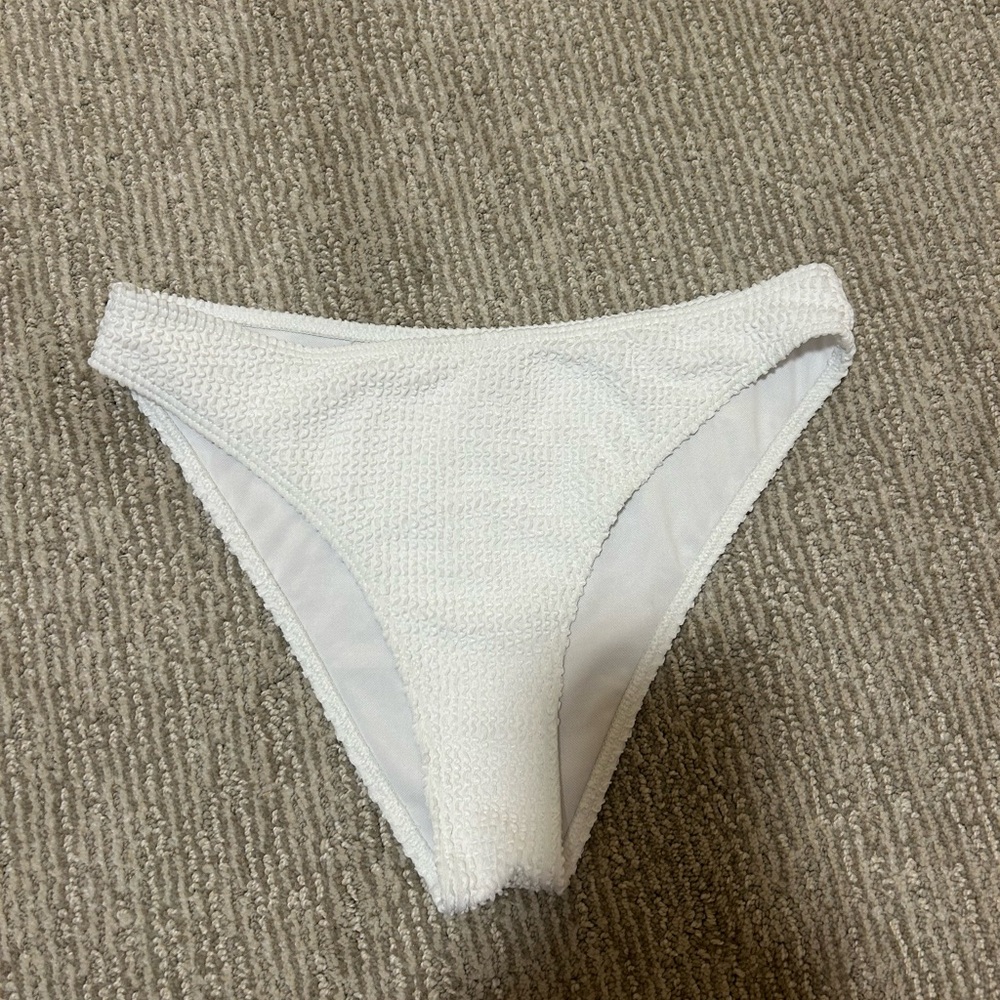 White Textured Bikini Bottom